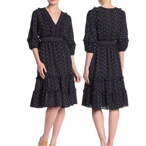 💐Max Studio - Boho / Hippy Navy Floral Dress